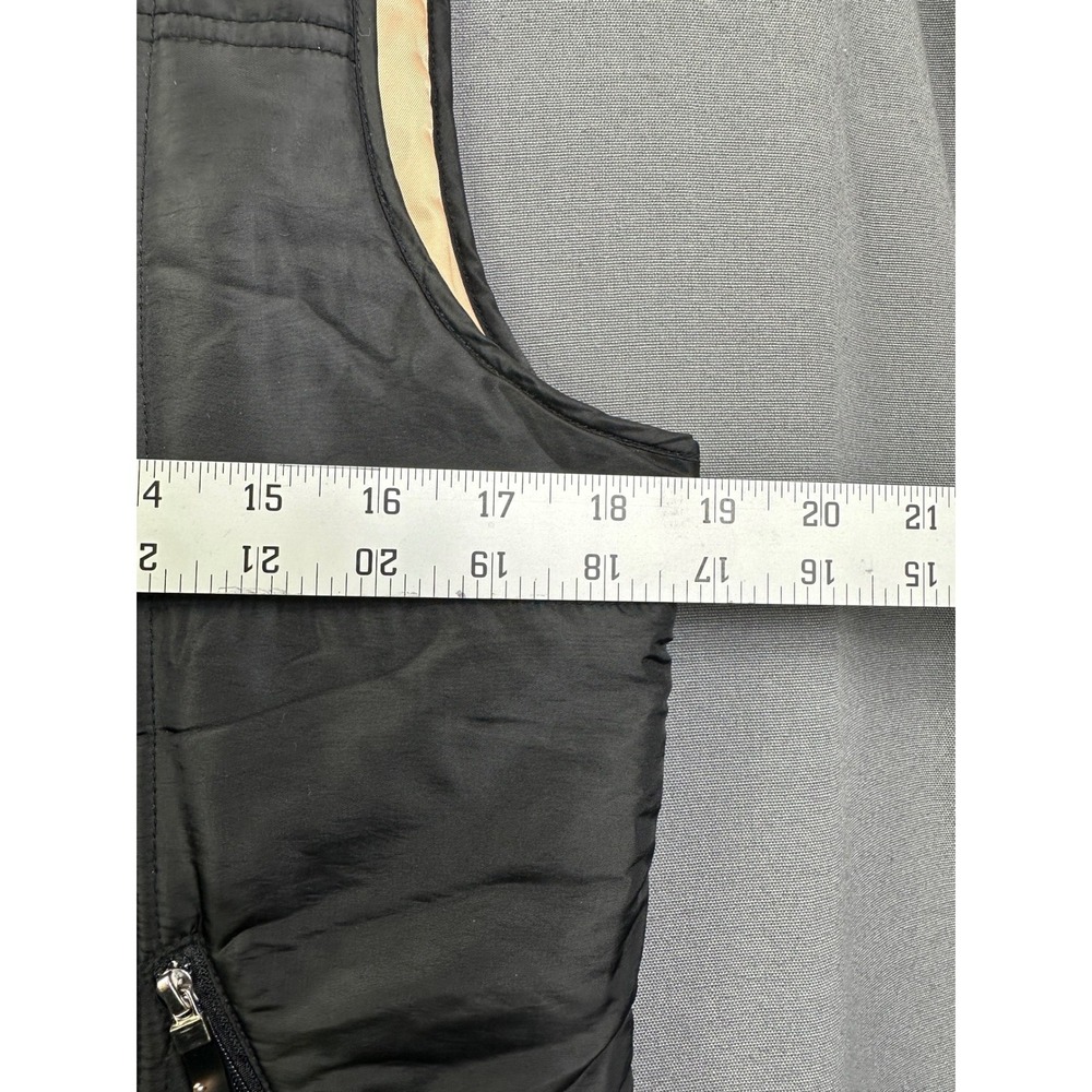 Liz Claiborne Women Petit P Black Quilt Puffer Vest Full Zip Mock Neck Tan Lined - Picture 5 of 13
